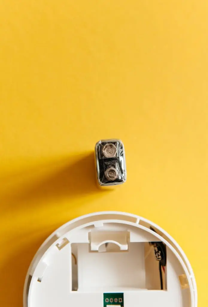 White smoke detector with nine volt battery | Brandywine Valley Heating & Air Conditioning